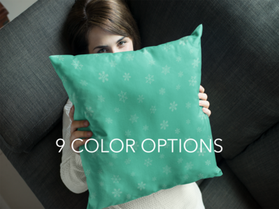 Square Throw Pillow CASE ONLY Snowflakes pattern in choice of 9 color combos, Whimsical holiday throw pillow - image1